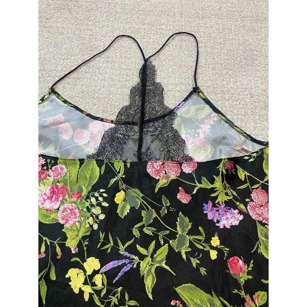 Victorias Secret Satin Camisole Top NWT Black Floral Lace Back Halter Size L - Picture 5 of 11